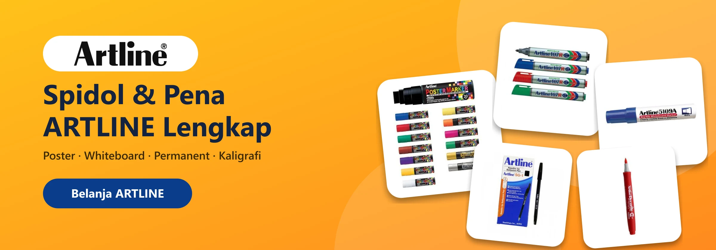 ARTLINE — spidol & pena lengkap, stok siap kirim